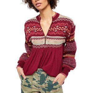 Free People Cabin Fever Pomegranate Sweater